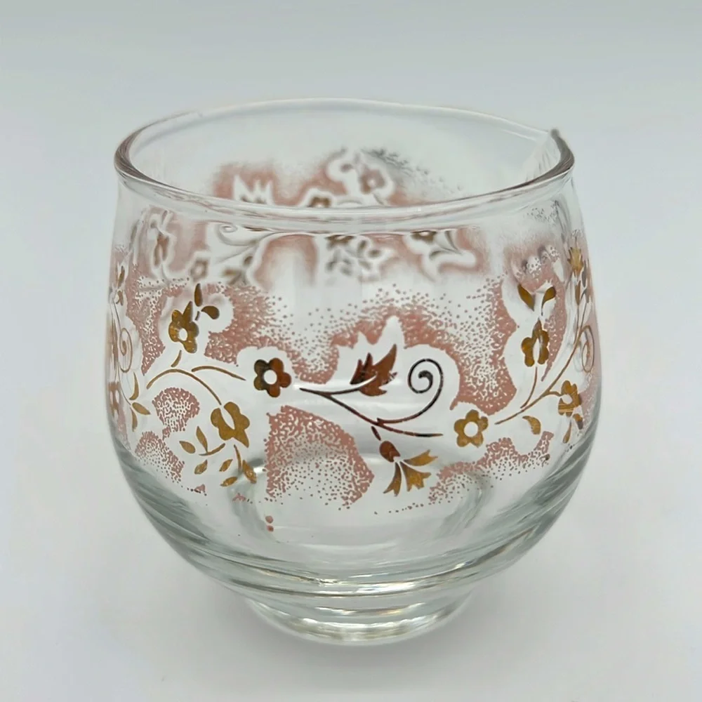 Vintage Libbey Duchess Pink Mist Gold Floral Vine Glass Creamer